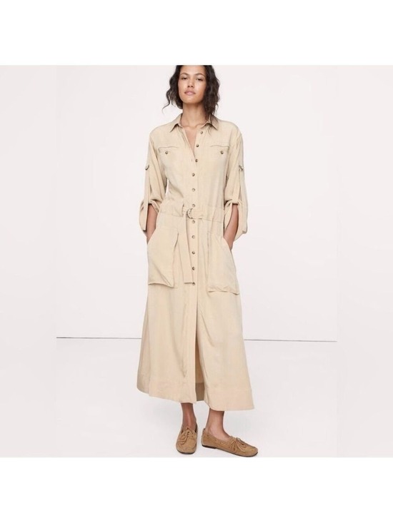 Banana Republic Dresses & Skirts - Banana Republic Archive Cashew Drapey Utility Safari Shirt Dress NWOT Lagenlook